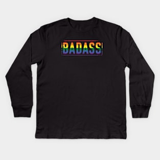 Gay Pride Badass Distressed LGBT Pride Kids Long Sleeve T-Shirt